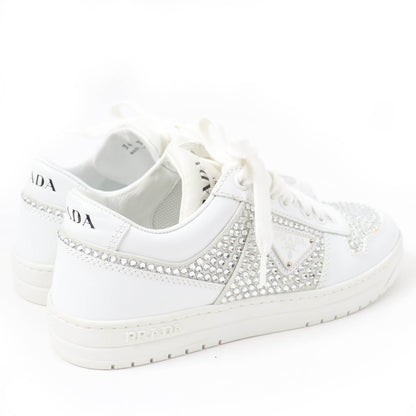 Prada 1E348N Triangle logo with crystal Leather Sneakers