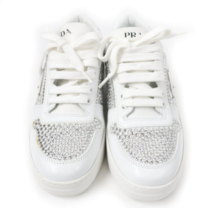 Prada 1E348N Triangle logo with crystal Leather Sneakers
