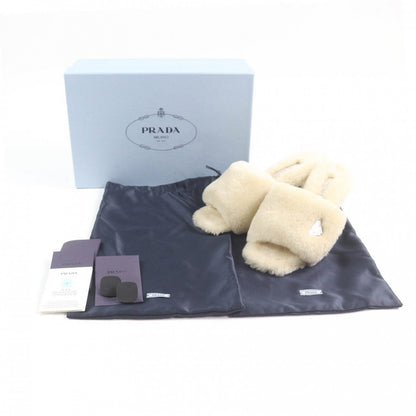 Prada 1XX654 Triangle With logo Sheep fur Sandals