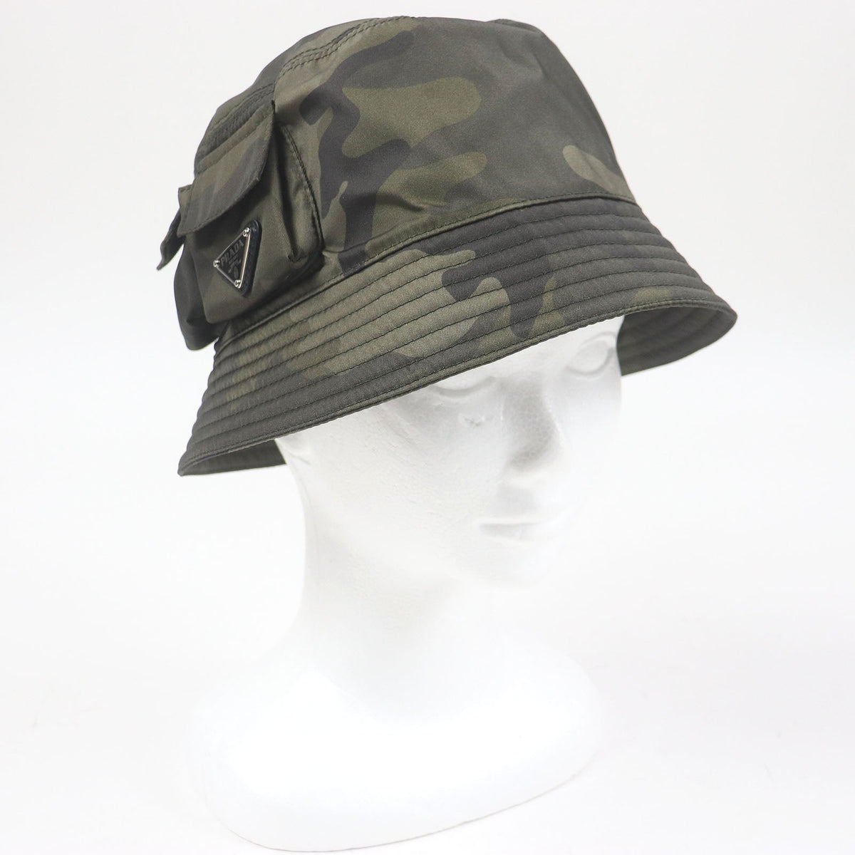 Prada Triangle Logo Bucket Hat Nylon Bucket Hat
