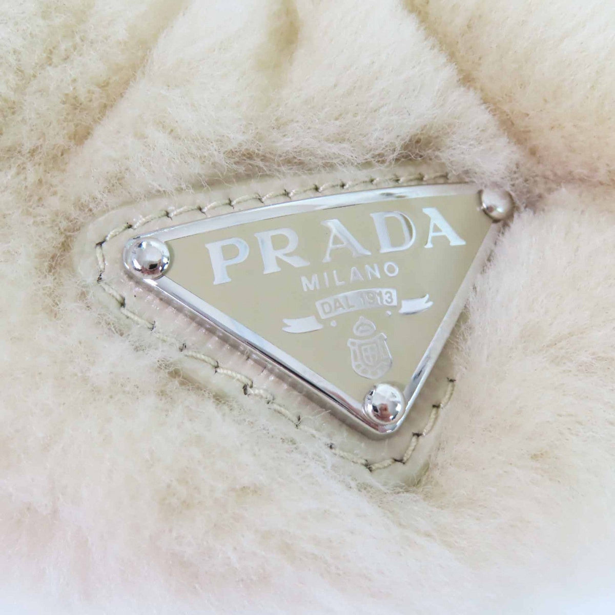 Prada Triangle With logo Sheep fur Hair Accessory