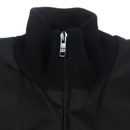 Prada Re-Nylon Triangle Logo Knit Switching Virgin Wool Jacket