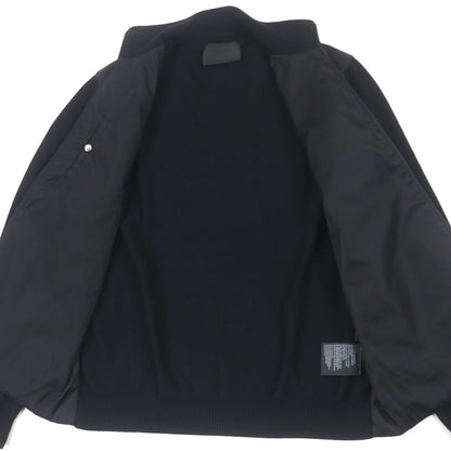 Prada Re-Nylon Triangle Logo Knit Switching Virgin Wool Jacket