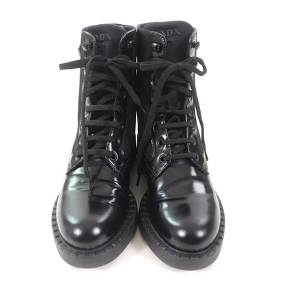 Prada Re-Nylon triangle logo brushed leather boots