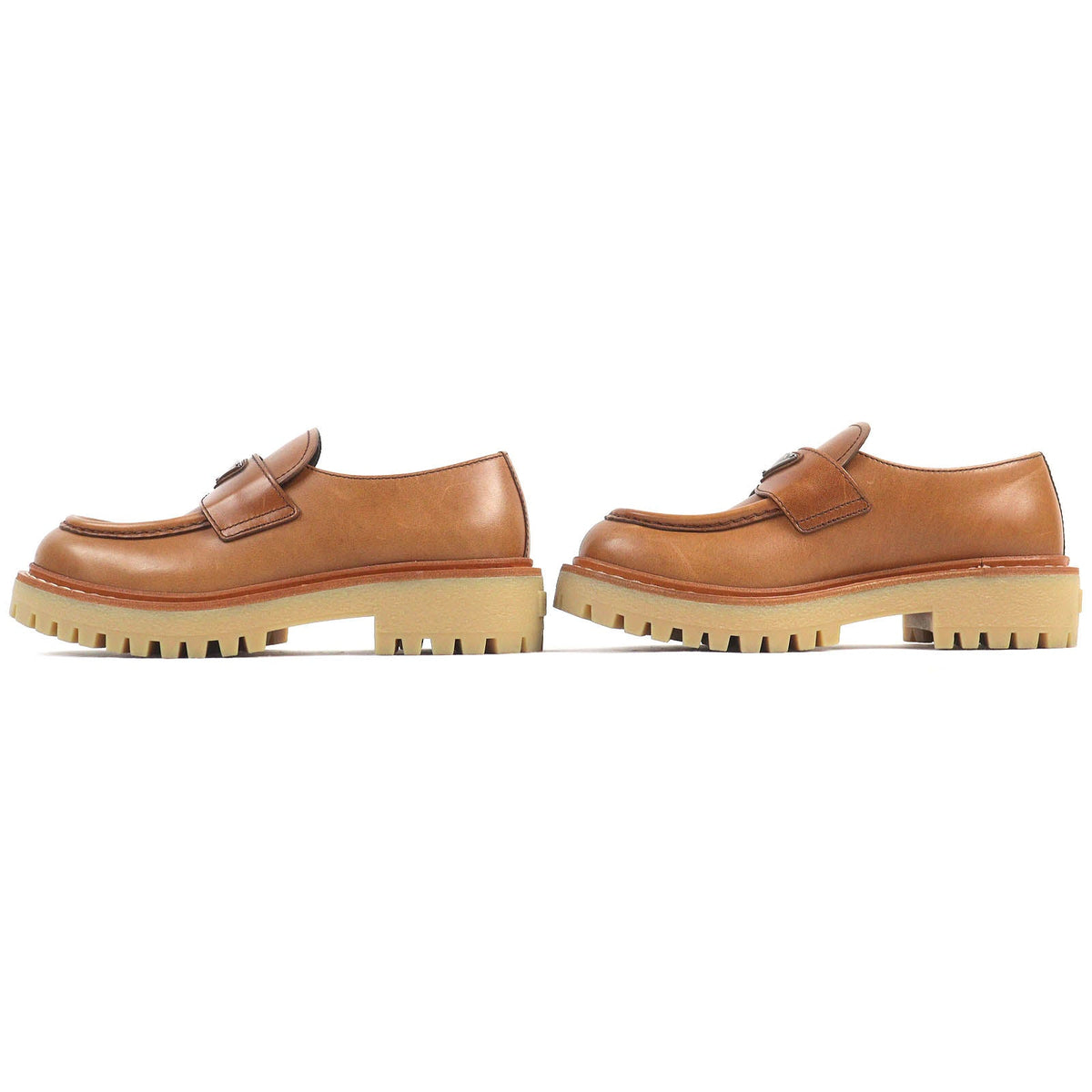 Prada Triangle Logo Leather Loafers