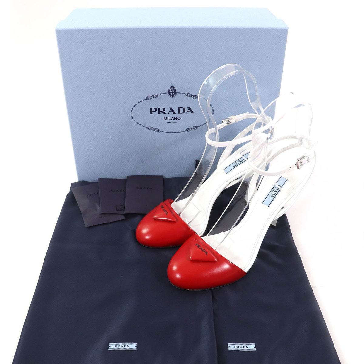 Prada Triangle Logo Strap Leather Pumps