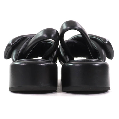 Prada Triangle Logo Soft Padded Nappa Leather Wedges