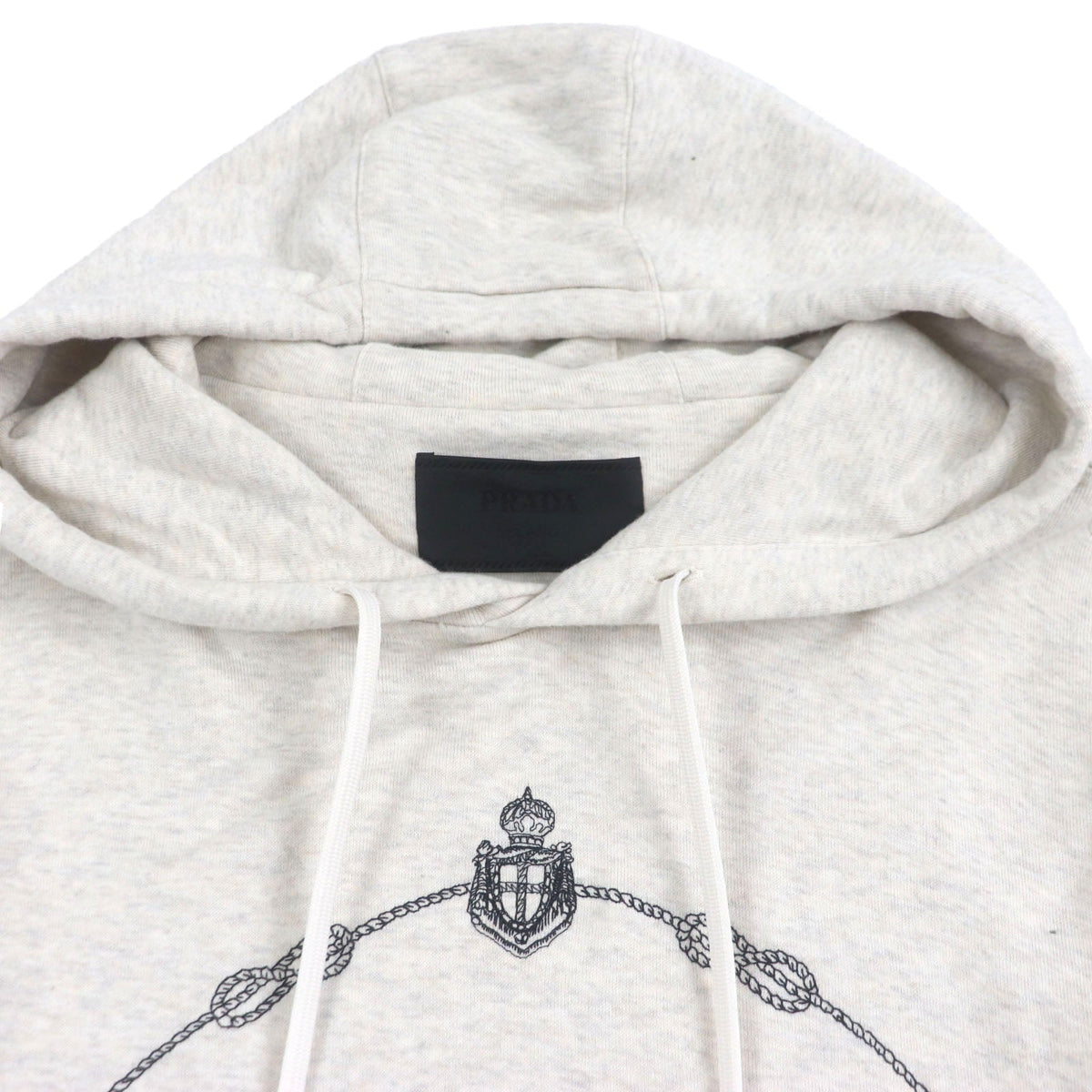 Prada Logo Embroidered Cotton Hoodie