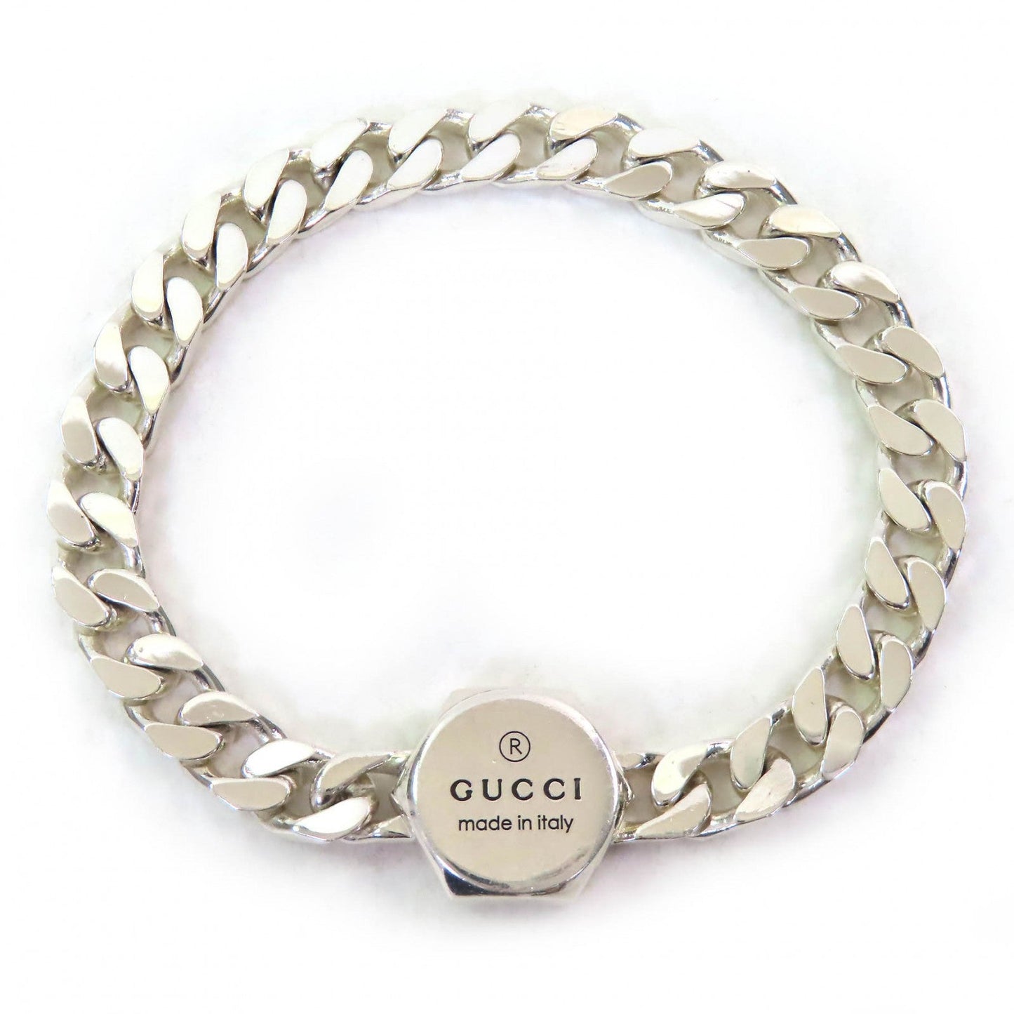 Gucci Trademark Bure Rubbed T logo bangle Silver Bracelet