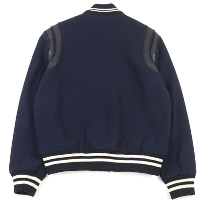 Saint Laurent Paris Teddy Jacket Leather Trimmed Varsity Jacket
