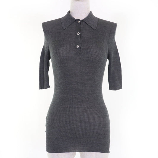Prada Rhinestone Silk Knit Polo Shirt