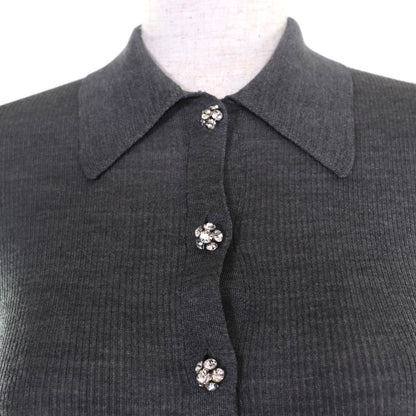 Prada Rhinestone Silk Knit Polo Shirt