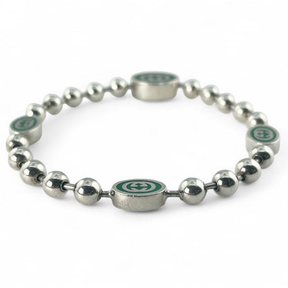 Gucci Interlocking G Ball Chain AG925 Bracelet Size 17