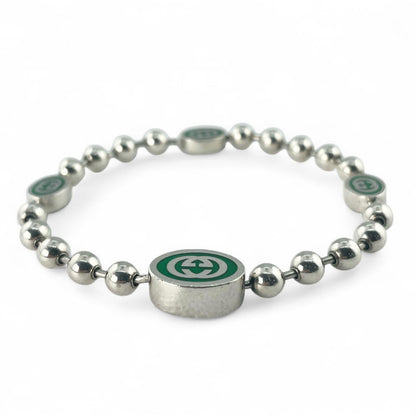 Gucci Interlocking G Ball Chain AG925 Bracelet Size 17
