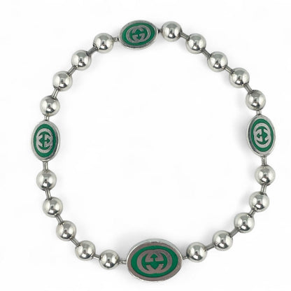 Gucci Interlocking G Ball Chain AG925 Bracelet Size 17