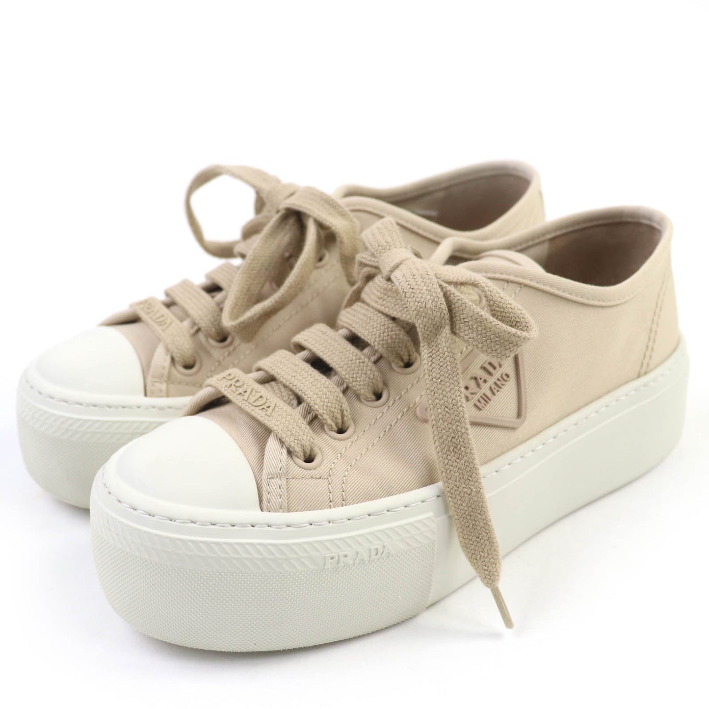 Prada Triangle Logo Fabric Sneakers