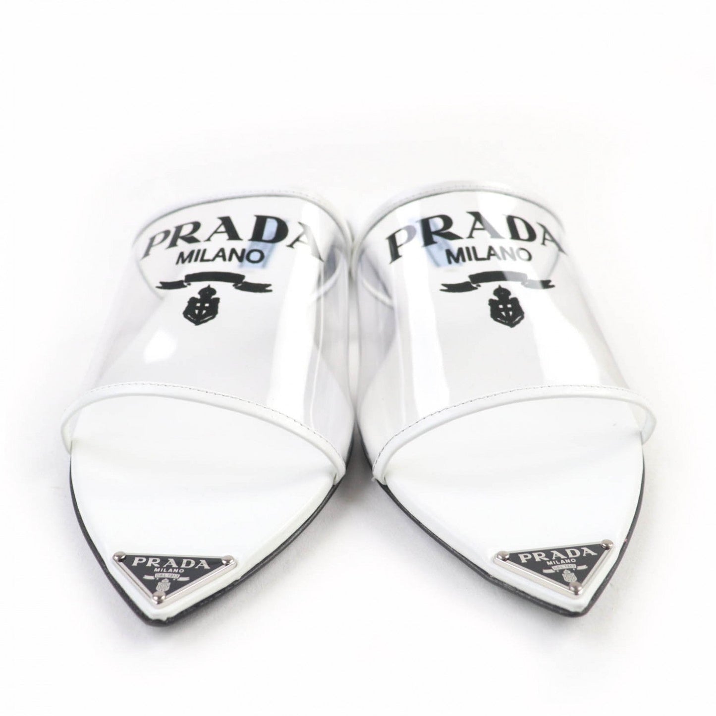 Prada Triangle Logo Leather Sandals