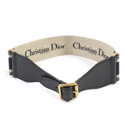 Christian Dior Logo Embroidery Leather Belt