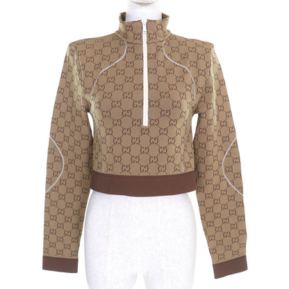 Gucci GG pattern half-zip cropped jersey top