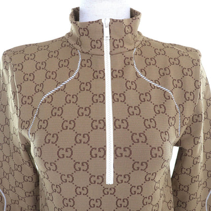 Gucci GG pattern half-zip cropped jersey top