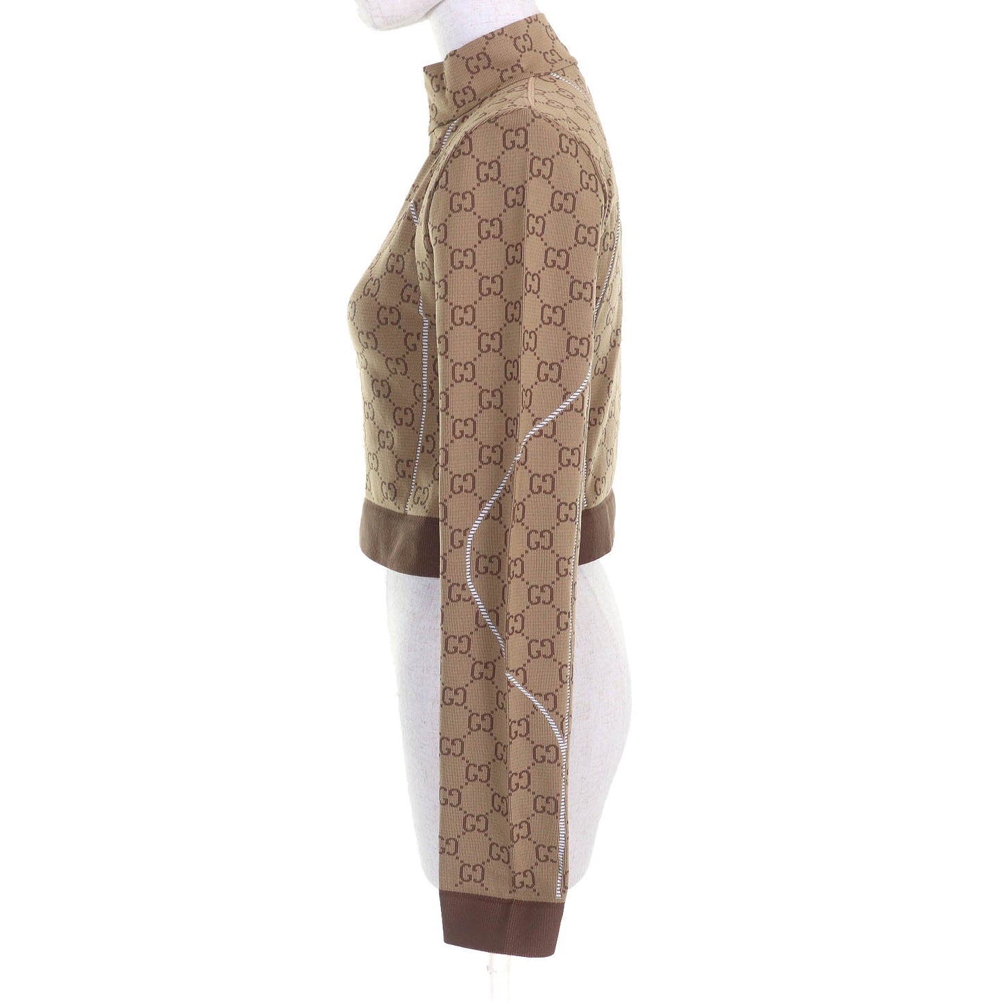 Gucci GG pattern half-zip cropped jersey top
