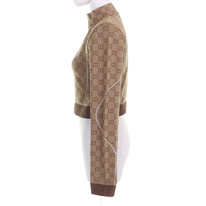 Gucci GG pattern half-zip cropped jersey top