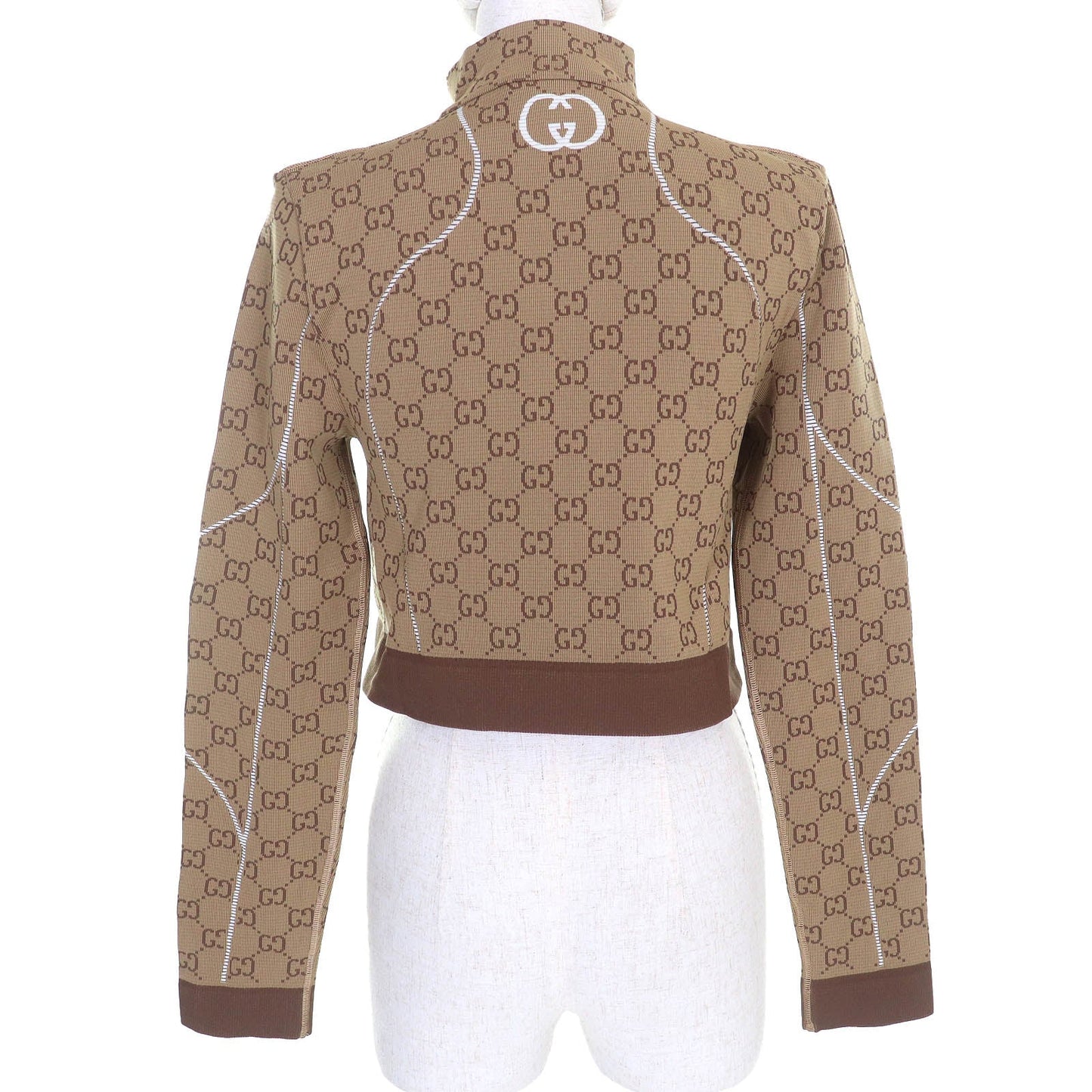 Gucci GG pattern half-zip cropped jersey top