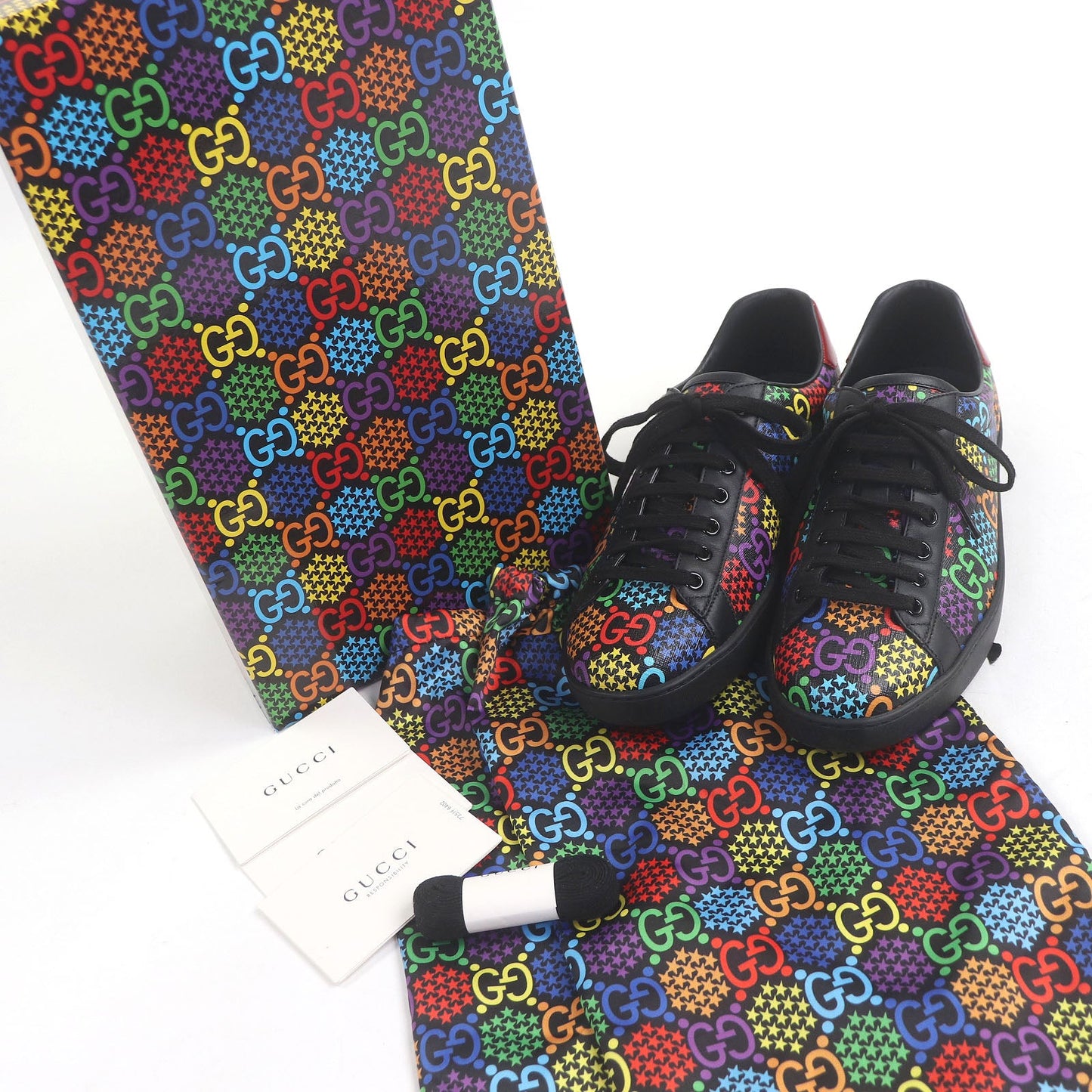 Gucci GG logo Star Print Calfskin Sneakers