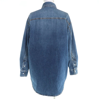 Gucci Interlocking G Brooch Denim Long Sleeve Shirt