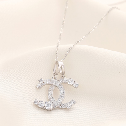 Double C necklace with diamond