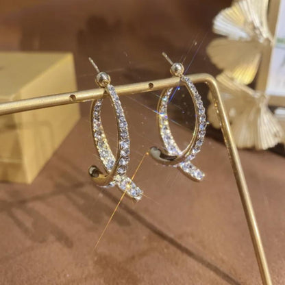 Fishtail cross stone & metal earrings