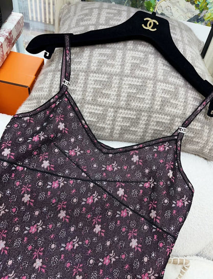 Chanel 24B colorful flower knitted top