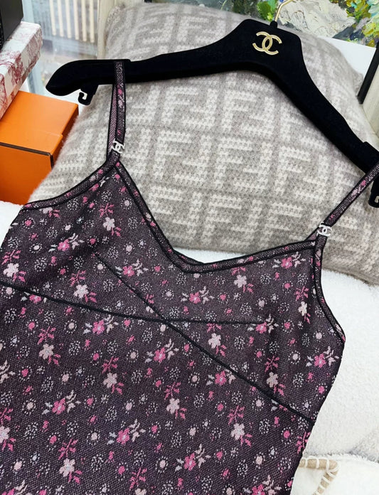 Chanel 24B colorful flower knitted top