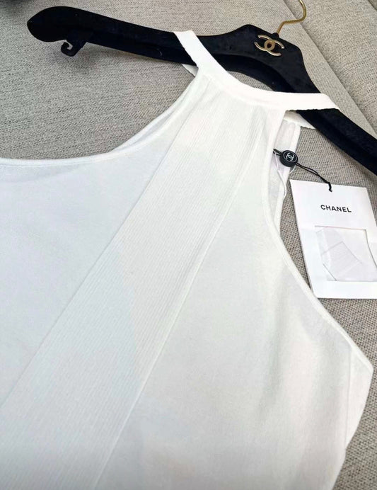 Chanel 24s white ruffle top size 36 brand new with tags