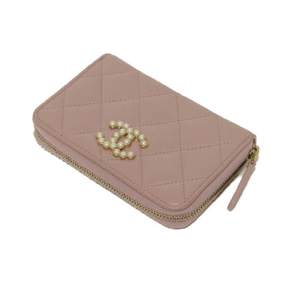 Chanel Coco Pearl Zip Coin Purse Lambskin Coin Case