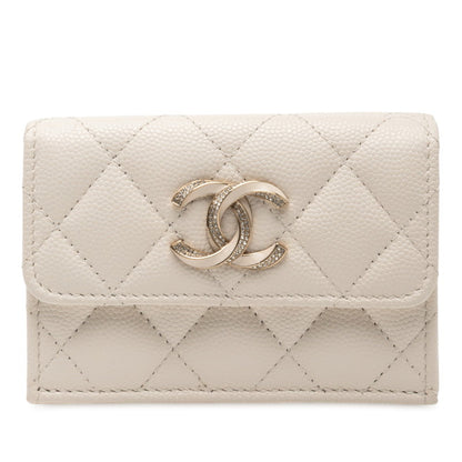 Chanel Coco Mark Matelassé Caviar Skin Trifold Wallet