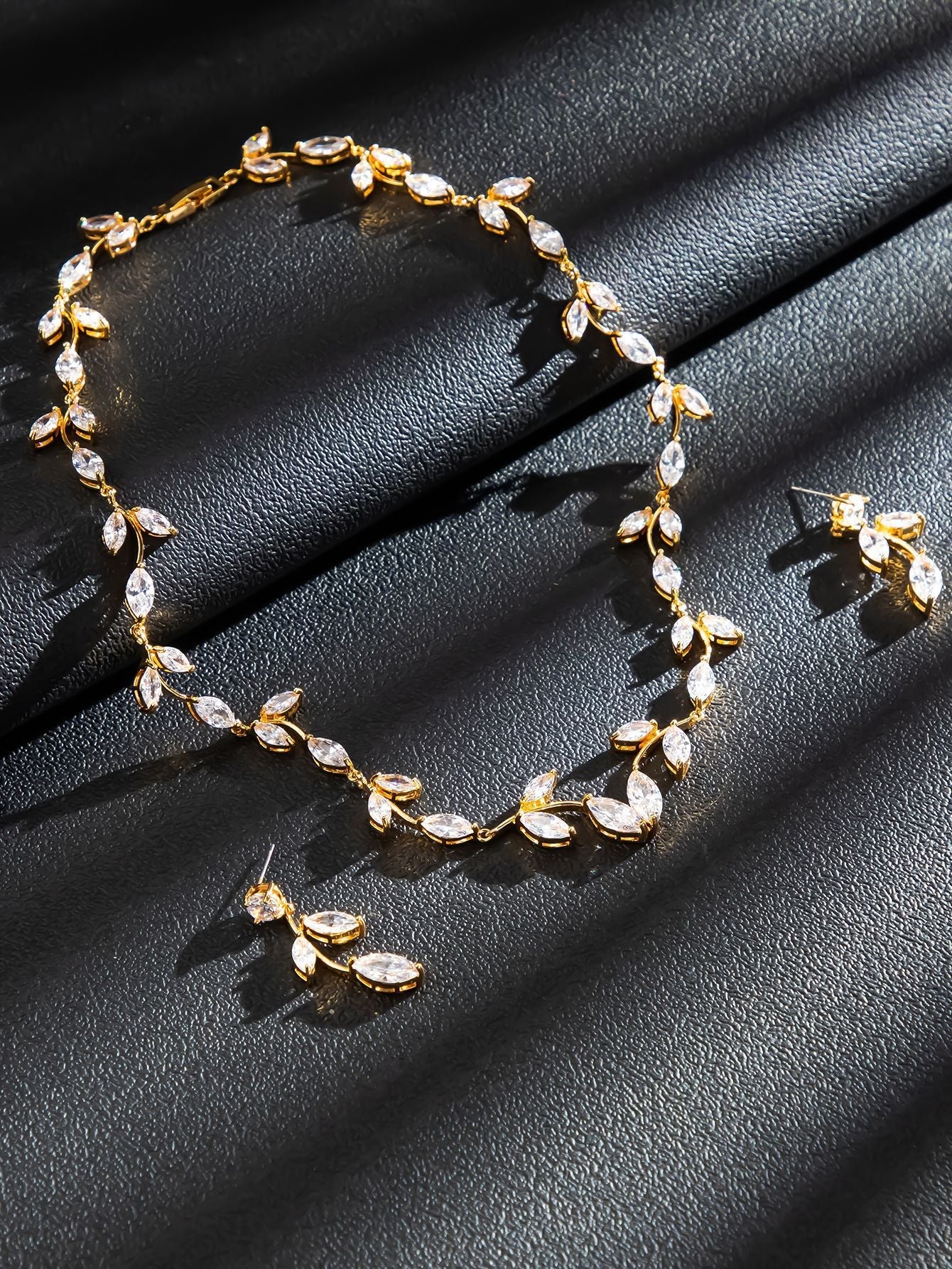 Leaf earrings and necklace set--bridal accessories