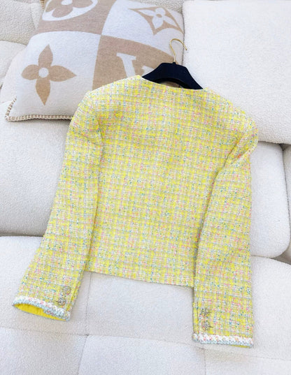 Chanel 24C Yellow Tweed Jacket size 38