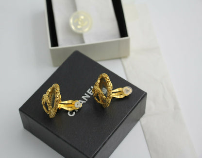 Chanel Vintage 93A Rare Lava Glass Mirror Clip-on Earrings