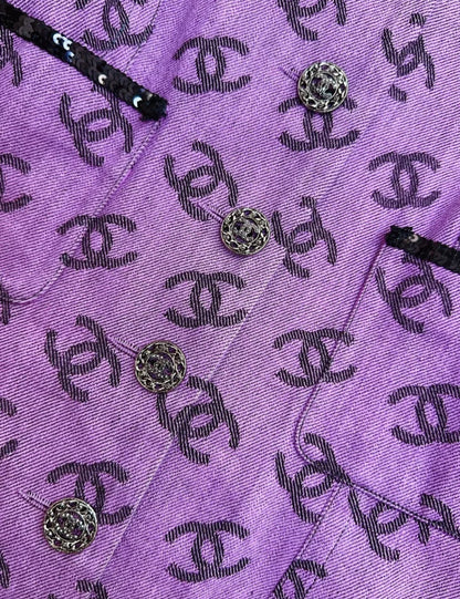 Chanel 22SS purple & black denim dress