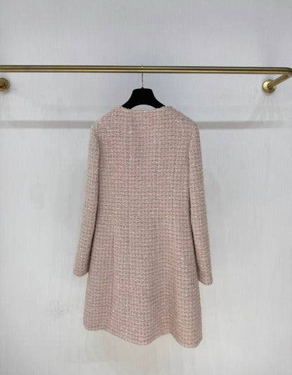 Chanel 24B Glittered Tweed Light Pink, Beige & Ecru Dress size 36