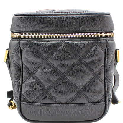 YVES SAINT LAURENT 80's Vanity Quilted Grain De Poudre Leather Shoulder Bag Black