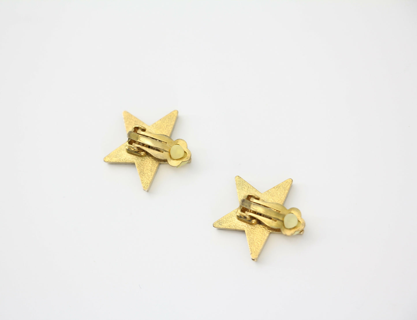 Chanel Vintage 01P Metal Black Star Shape CC Clip-on Earrings