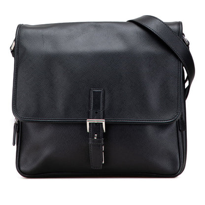 Prada Triangle Logo Plate Saffiano Shoulder Bag