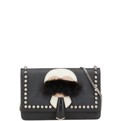 Fendi Karl Lagerfeld Monster Leather Fur Wallet Chain