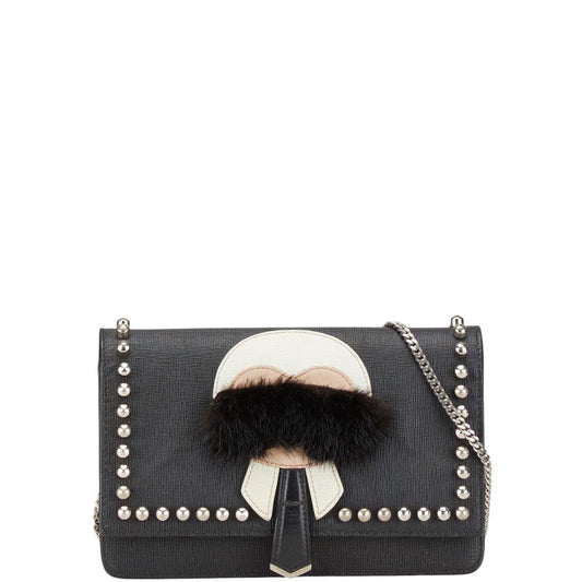 Fendi Karl Lagerfeld Monster Leather Fur Wallet Chain