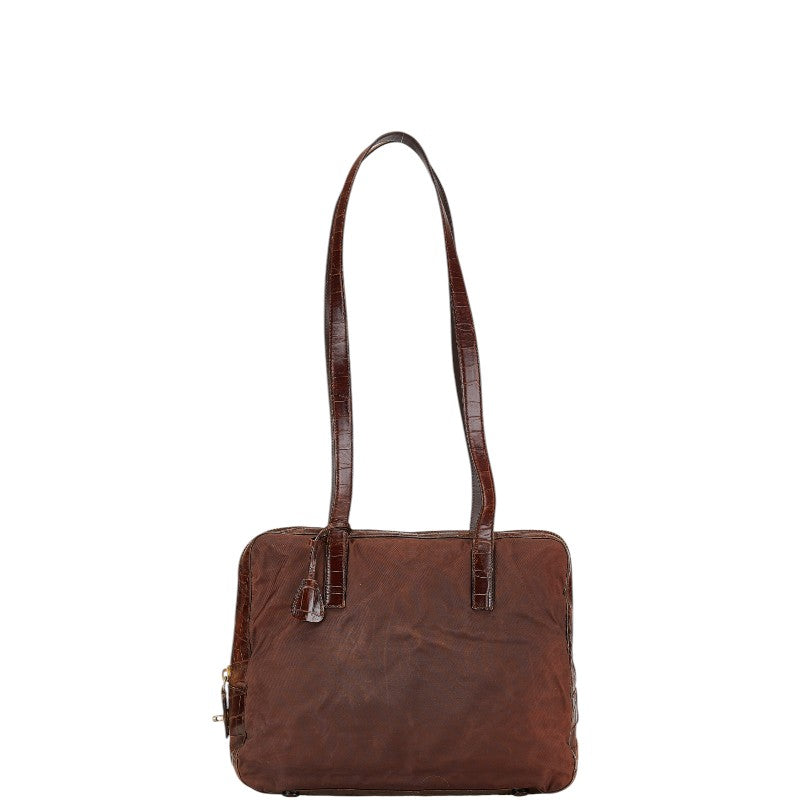Prada Triangle Logo Plate Nylon Leather 2way Bag