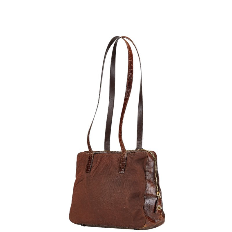Prada Triangle Logo Plate Nylon Leather 2way Bag