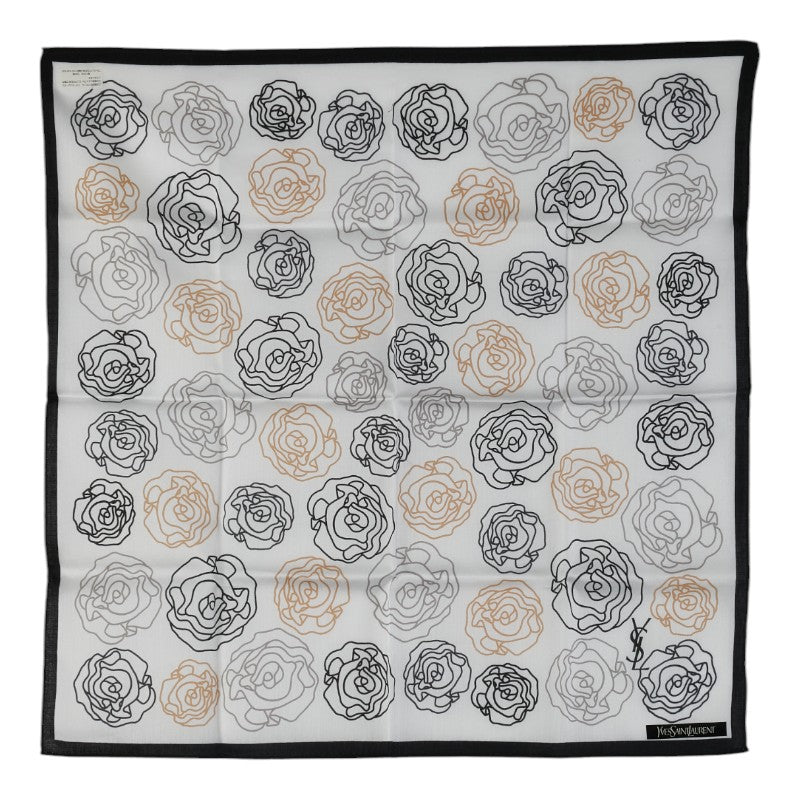 Saint Laurent Cotton YSL Logo Rose Scarf