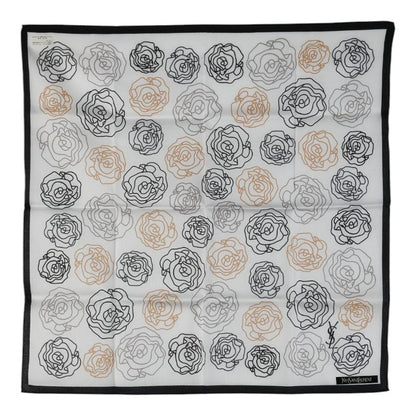 Saint Laurent Cotton YSL Logo Rose Scarf
